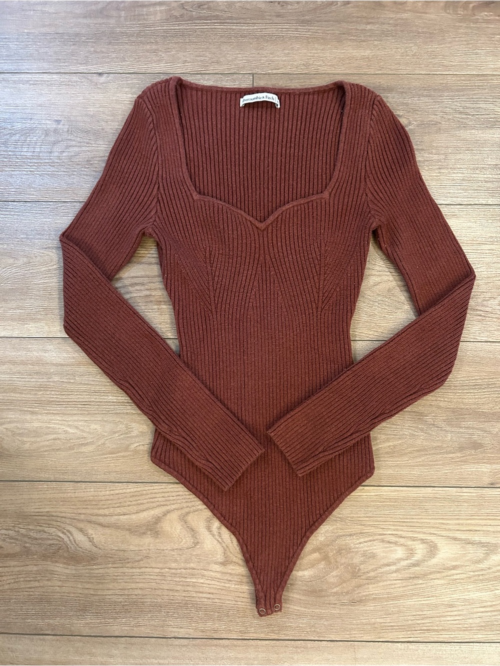 Abercrombie & Fitch Rust Brown Sweetheart Ribbed Sweater Bodysuit Medium